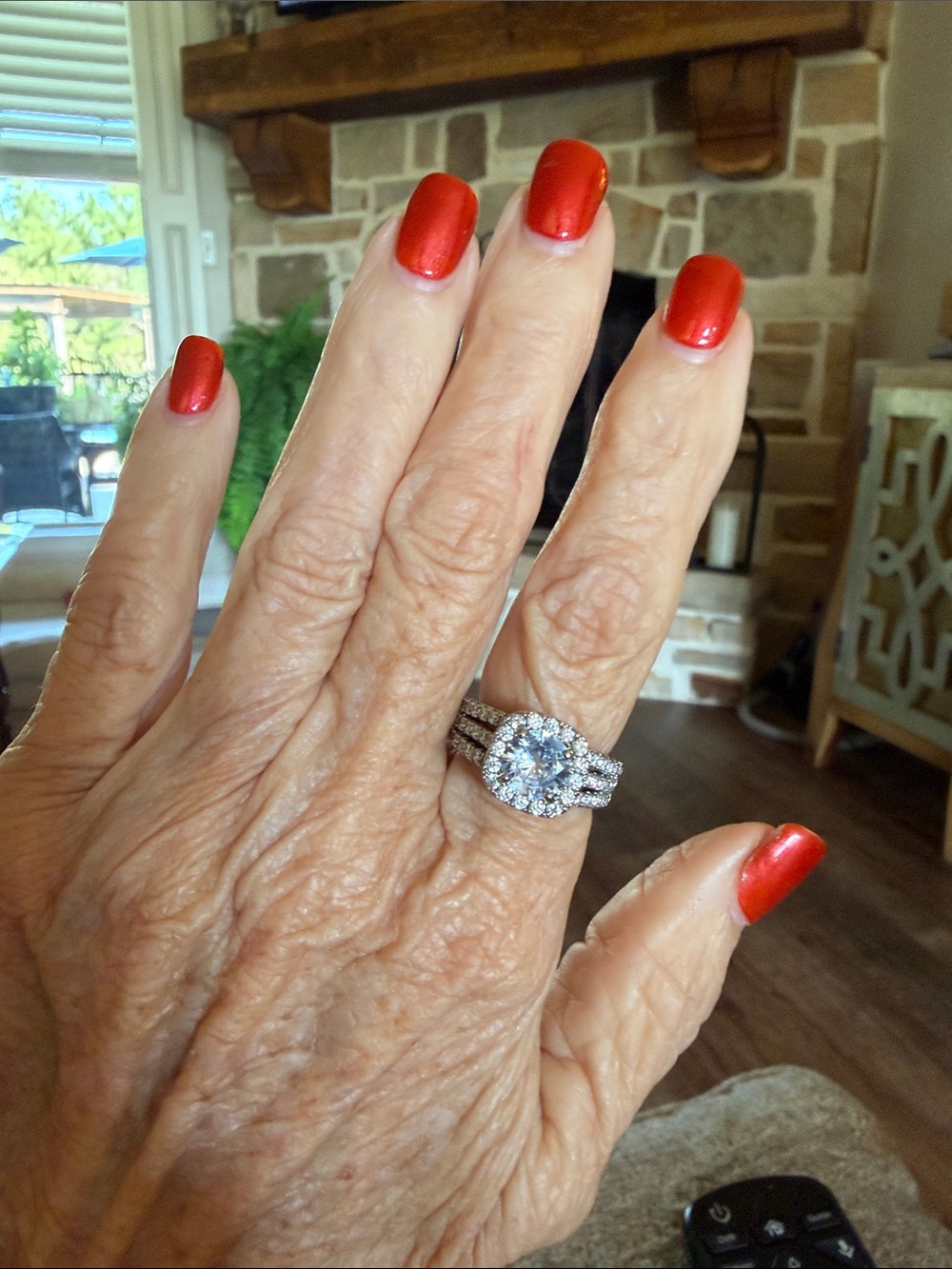 Diamond CZ Halo Engagement Ring Set in White Gold -